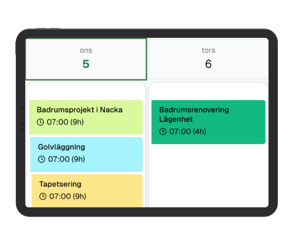 Visuell drag-och-släpp kalender